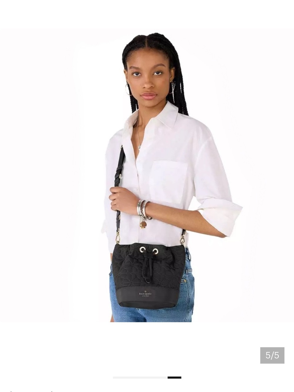 kate spade Black Quilted Floral Drawstring Crossbody
